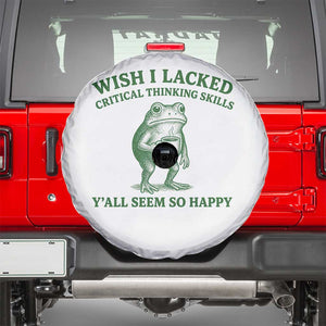 Sarcastic Overthinking Frog Coffee Meme Spare Tire Cover Wish I Lacked Critical Thinking Skills Y'all Seem So Happy