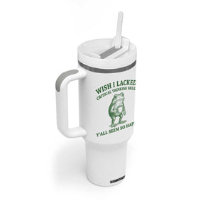 Sarcastic Overthinking Frog Coffee Meme Tumbler With Handle Wish I Lacked Critical Thinking Skills Y'all Seem So Happy