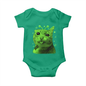 Funny Alien Cat Meme Retro Y2K Vintage Space Kitty Baby Onesie