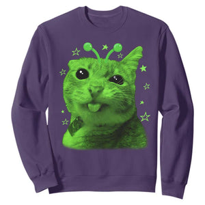 Funny Alien Cat Meme Retro Y2K Vintage Space Kitty Sweatshirt