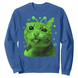 Funny Alien Cat Meme Retro Y2K Vintage Space Kitty Sweatshirt