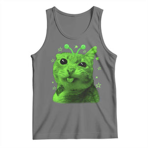 Funny Alien Cat Meme Retro Y2K Vintage Space Kitty Tank Top