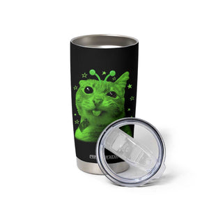 Funny Alien Cat Meme Retro Y2K Vintage Space Kitty Tumbler Cup