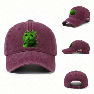 Funny Alien Cat Meme Retro Y2K Vintage Space Kitty Washed Cotton Baseball Cap