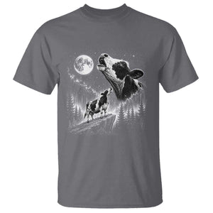 Cow Howling at Moon Vintage 90s Graphic T Shirt Retro Farm Animal Country Western Gift TS10 Charcoal Print Your Wear