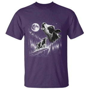Cow Howling at Moon Vintage 90s Graphic T Shirt Retro Farm Animal Country Western Gift TS10 Purple Print Your Wear