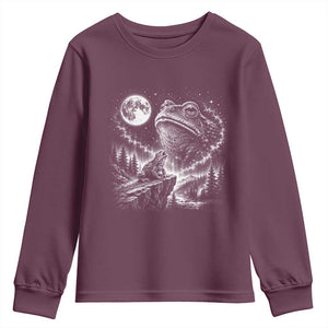 Frog Moon Youth Sweatshirt Vintage 90s Frog Howling to Moon Parody Meme