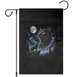 Tortoiseshell Cat Howling To The Moon Garden Flag Tortie Cat Lover 90s Retro