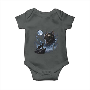 Tortoiseshell Cat Howling To The Moon Baby Onesie Tortie Cat Lover 90s Retro