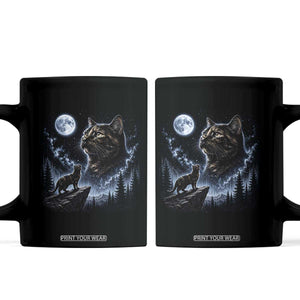 Tortoiseshell Cat Howling To The Moon Coffee Mug Tortie Cat Lover 90s Retro