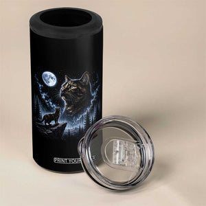 Tortoiseshell Cat Howling To The Moon 4 in 1 Can Cooler Tumbler Tortie Cat Lover 90s Retro