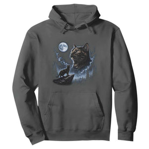 Tortoiseshell Cat Howling To The Moon Hoodie Tortie Cat Lover 90s Retro