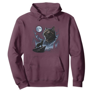 Tortoiseshell Cat Howling To The Moon Hoodie Tortie Cat Lover 90s Retro