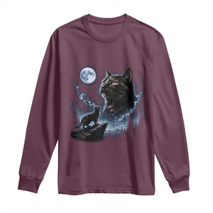 Tortoiseshell Cat Howling To The Moon Long Sleeve Shirt Tortie Cat Lover 90s Retro