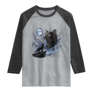Tortoiseshell Cat Howling To The Moon Raglan Shirt Tortie Cat Lover 90s Retro