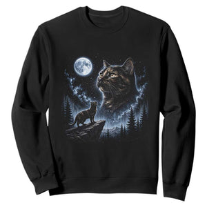 Tortoiseshell Cat Howling To The Moon Sweatshirt Tortie Cat Lover 90s Retro