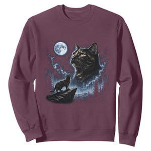 Tortoiseshell Cat Howling To The Moon Sweatshirt Tortie Cat Lover 90s Retro