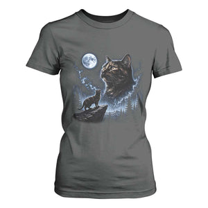 Tortoiseshell Cat Howling To The Moon T Shirt For Women Tortie Cat Lover 90s Retro