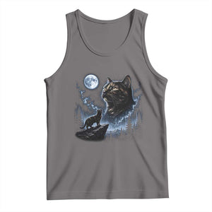 Tortoiseshell Cat Howling To The Moon Tank Top Tortie Cat Lover 90s Retro
