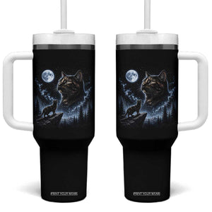 Tortoiseshell Cat Howling To The Moon Tumbler With Handle Tortie Cat Lover 90s Retro