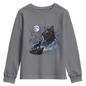 Tortoiseshell Cat Howling To The Moon Youth Sweatshirt Tortie Cat Lover 90s Retro