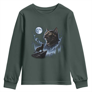 Tortoiseshell Cat Howling To The Moon Youth Sweatshirt Tortie Cat Lover 90s Retro