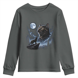 Tortoiseshell Cat Howling To The Moon Youth Sweatshirt Tortie Cat Lover 90s Retro