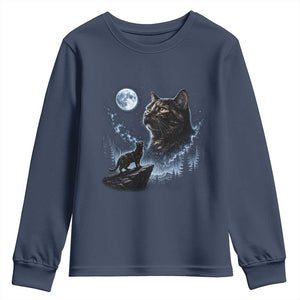 Tortoiseshell Cat Howling To The Moon Youth Sweatshirt Tortie Cat Lover 90s Retro