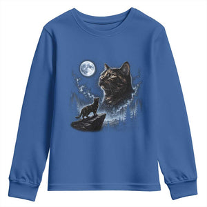 Tortoiseshell Cat Howling To The Moon Youth Sweatshirt Tortie Cat Lover 90s Retro