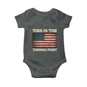 Retro This is The Turning Point Baby Onesie Vintage USA Freedom Patriotic America Flag TS10 Dark Heather Print Your Wear