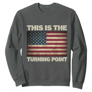 Retro This is The Turning Point Sweatshirt Vintage USA Freedom Patriotic America Flag TS10 Dark Heather Print Your Wear