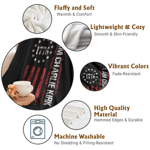 I Am Charlie Kirk Throw Blanket Freedom Vintage Old American Flag Patriotic 1776 TS10 Print Your Wear