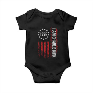 I Am Charlie Kirk Baby Onesie Freedom Vintage Old American Flag Patriotic 1776 TS10 Black Print Your Wear
