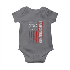 I Am Charlie Kirk Baby Onesie Freedom Vintage Old American Flag Patriotic 1776 TS10 Charcoal Print Your Wear