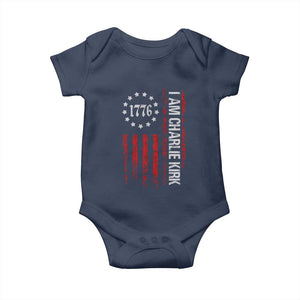 I Am Charlie Kirk Baby Onesie Freedom Vintage Old American Flag Patriotic 1776 TS10 Navy Print Your Wear