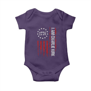 I Am Charlie Kirk Baby Onesie Freedom Vintage Old American Flag Patriotic 1776 TS10 Purple Print Your Wear