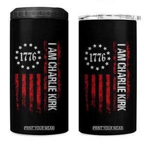 I Am Charlie Kirk 4 in 1 Can Cooler Tumbler Freedom Vintage Old American Flag Patriotic 1776 TS10 One Size: 16 oz Black Print Your Wear