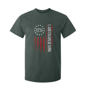 I Am Charlie Kirk T Shirt For Kid Freedom Vintage Old American Flag Patriotic 1776 TS10 Dark Forest Green Print Your Wear