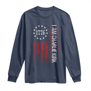I Am Charlie Kirk Long Sleeve Shirt Freedom Vintage Old American Flag Patriotic 1776 TS10 Navy Print Your Wear