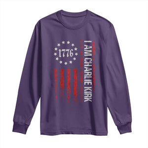 I Am Charlie Kirk Long Sleeve Shirt Freedom Vintage Old American Flag Patriotic 1776 TS10 Purple Print Your Wear