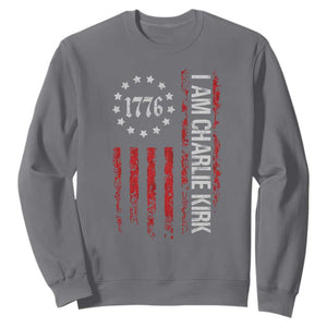 I Am Charlie Kirk Sweatshirt Freedom Vintage Old American Flag Patriotic 1776 TS10 Charcoal Print Your Wear