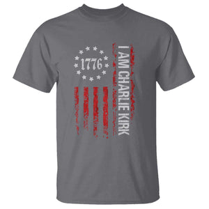 I Am Charlie Kirk T Shirt Freedom Vintage Old American Flag Patriotic 1776 TS10 Charcoal Print Your Wear