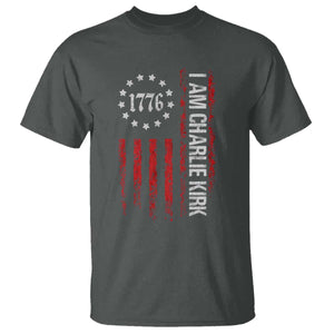 I Am Charlie Kirk T Shirt Freedom Vintage Old American Flag Patriotic 1776 TS10 Dark Heather Print Your Wear