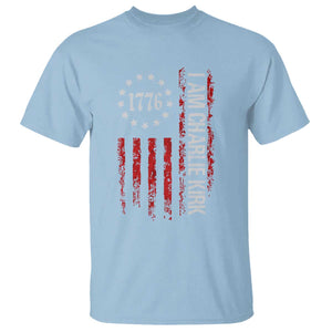 I Am Charlie Kirk T Shirt Freedom Vintage Old American Flag Patriotic 1776 TS10 Light Blue Print Your Wear