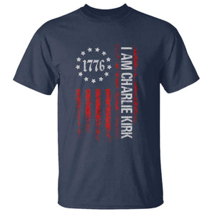 I Am Charlie Kirk T Shirt Freedom Vintage Old American Flag Patriotic 1776 TS10 Navy Print Your Wear