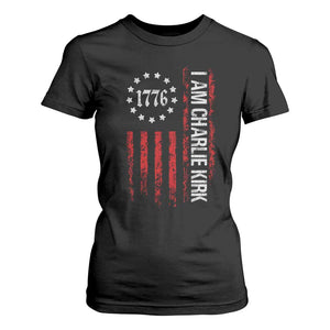I Am Charlie Kirk T Shirt For Women Freedom Vintage Old American Flag Patriotic 1776 TS10 Black Print Your Wear
