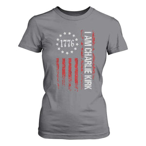 I Am Charlie Kirk T Shirt For Women Freedom Vintage Old American Flag Patriotic 1776 TS10 Charcoal Print Your Wear