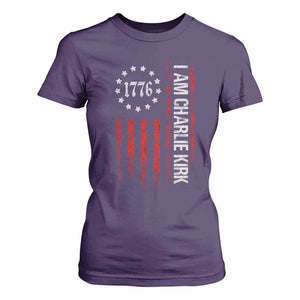 I Am Charlie Kirk T Shirt For Women Freedom Vintage Old American Flag Patriotic 1776 TS10 Purple Print Your Wear