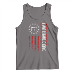 I Am Charlie Kirk Tank Top Freedom Vintage Old American Flag Patriotic 1776 TS10 Deep Heather Print Your Wear