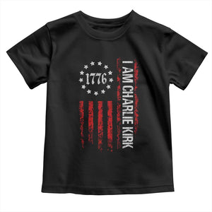 I Am Charlie Kirk Toddler T Shirt Freedom Vintage Old American Flag Patriotic 1776 TS10 Black Print Your Wear